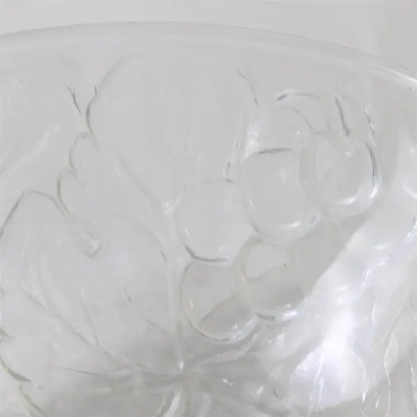 Embossed Grape and Leaves Clear Glass Bowl 6"