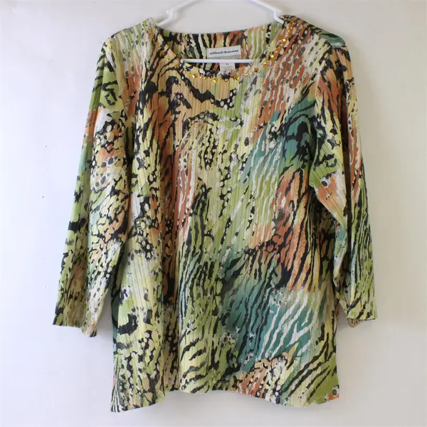 Alfred Dunner Petite Large Multicolor Blouse 3/4 Sleeve Women's PL