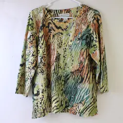 Alfred Dunner Petite Large Multicolor Blouse 3/4 Sleeve Women's PL