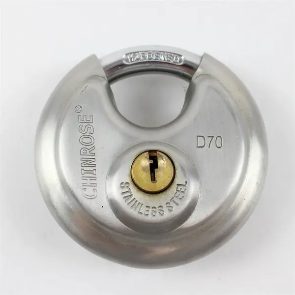 CHINROSE D70 Stainless Steel Disc Padlock w/ 1 Key Round Hardened Lock