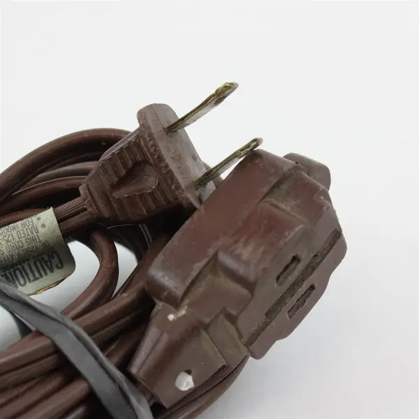Lot of 2 Brown 2-Prong Non-Grounded Extension Cords Pre-Owned