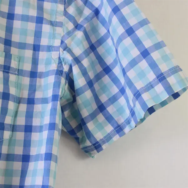 Old Navy Men's LT Tall Slim Fit Blue White Checkered Short Sleeve Button Down