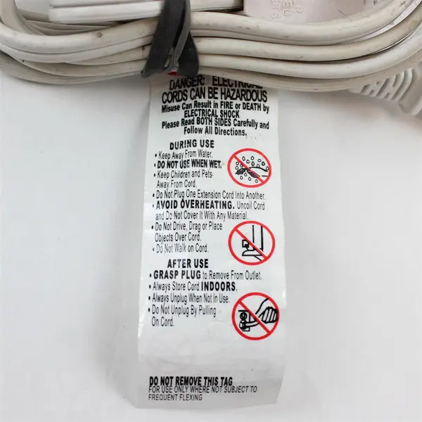 Lot of 2 White Extension Cords Pre-Owned