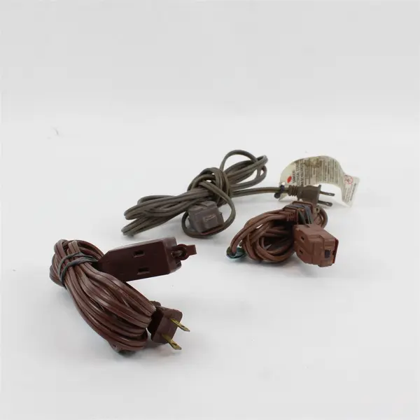 Lot of 3 Brown Extension Cords Used Pre-Owned