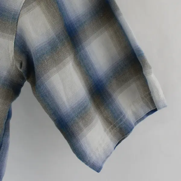 Wrangler Rugged Wear Mens Short Sleeve Blue Gray Plaid Button-Up Shirt L