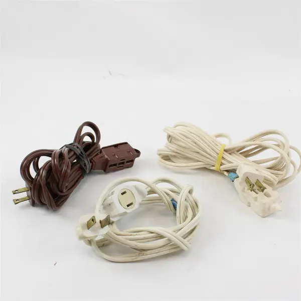 Lot of 3 Assorted White Brown Pre-Owned Extension Cords