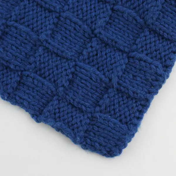 Handmade Red and Blue Knit Scarf 6" x 54"