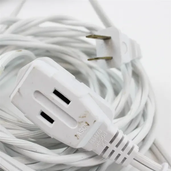 Lot of 2 White Green Extension Cords Used