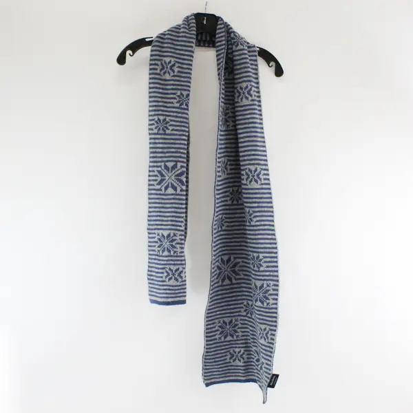 Modena Gray and Blue Knit Wool Blend Scarf 10" x 62"