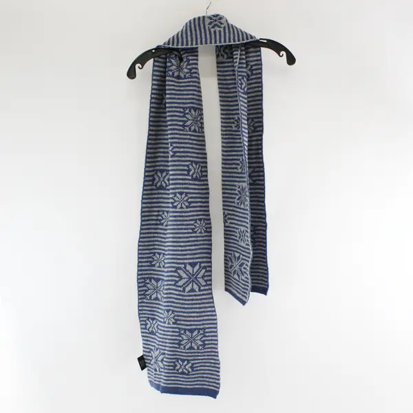 Modena Gray and Blue Knit Wool Blend Scarf 10" x 62"