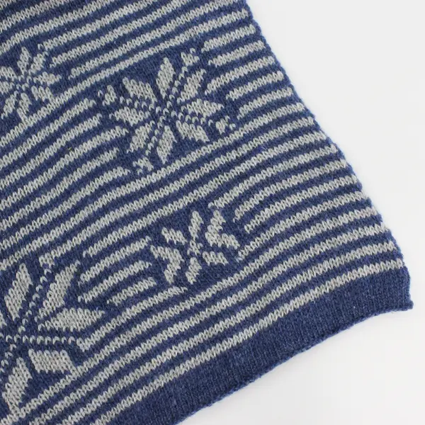 Modena Gray and Blue Knit Wool Blend Scarf 10" x 62"
