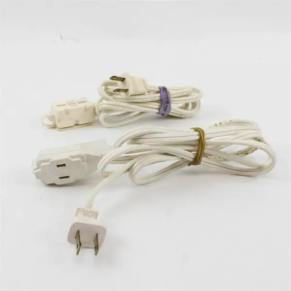 Lot of 2 White Extension Cords Used Home Office Workshop