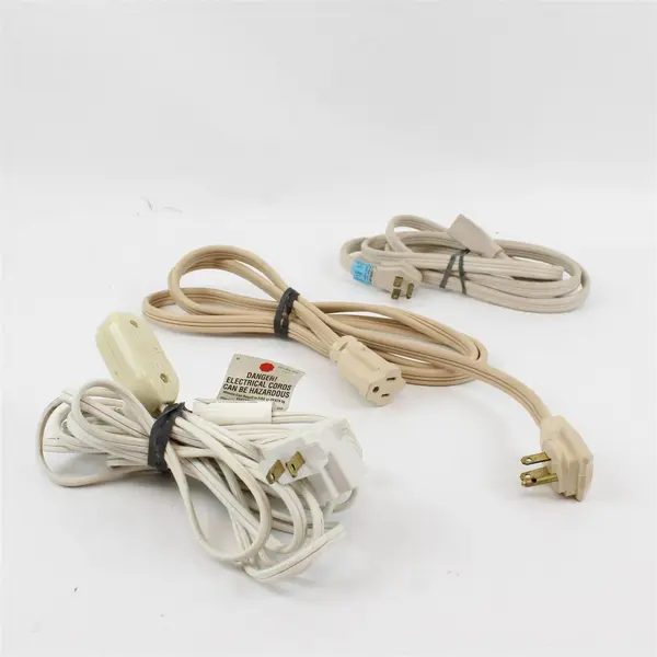 Lot of 3 Heavy Duty White Extension Cords Pre-Owned