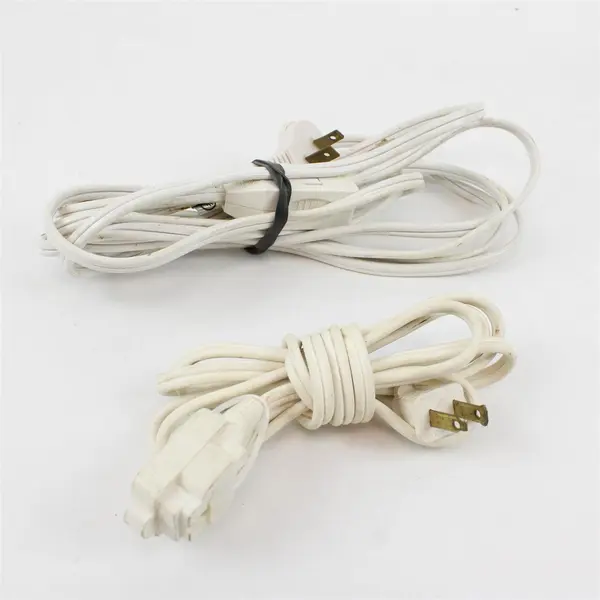 Lot of 2 White Extension Cords Used Home Workshop Power Cords