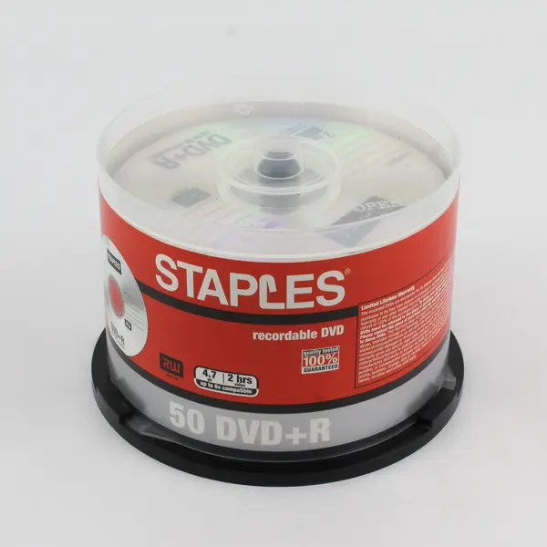 Staples DVD+R 50 Recordable Discs 4.7GB 8x Compatible 120 Min Opened Packaging