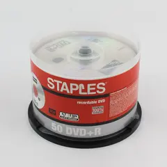 Staples DVD+R 50 Recordable Discs 4.7GB 8x Compatible 120 Min Opened Packaging