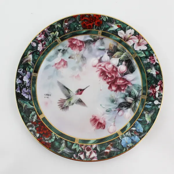 1992 W.L. George Lena Liu's Porcelain Hummingbird Treasury Plates 1 and 2