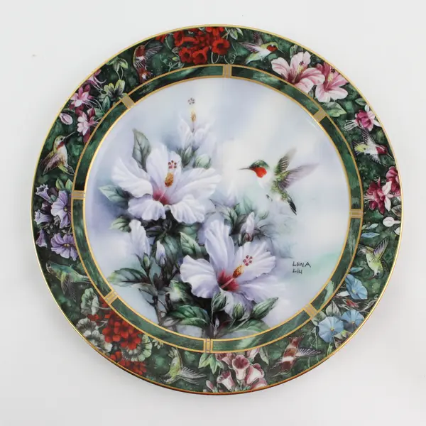 1992 W.L. George Lena Liu's Porcelain Hummingbird Treasury Plates 1 and 2