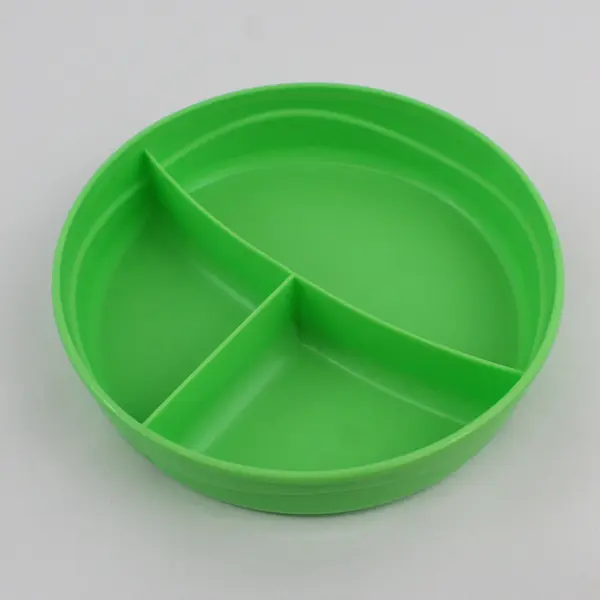 Tupperware 2552A-4 Divided Green Container with Yellow Lid and Handle Accessory