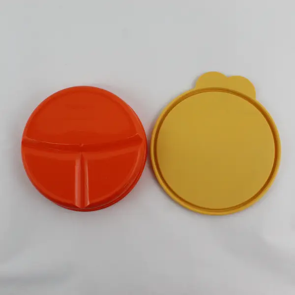 Tupperware 2552A-2 Divided Orange Container with Yellow Lid