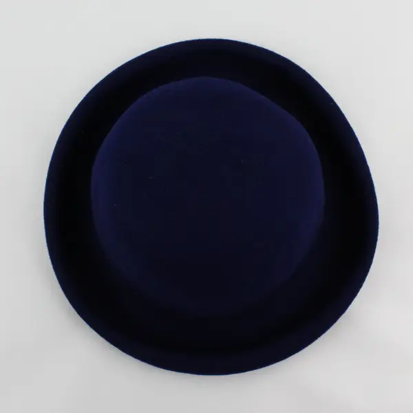 Arlin Women's Navy Blue Wool Bowler Hat Rolled Brim Vintage