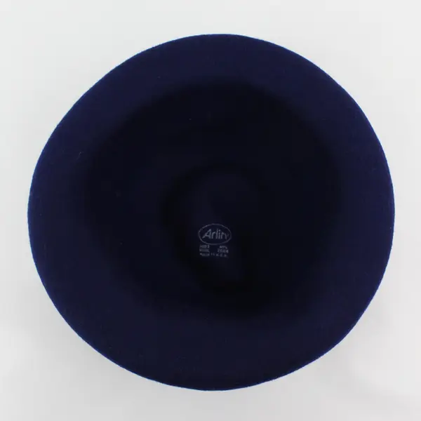Arlin Women's Navy Blue Wool Bowler Hat Rolled Brim Vintage
