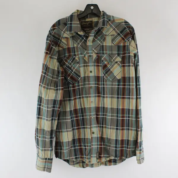 Wrangler Retro Mens LT Western Plaid Snap Long Sleeve Shirt MVR245M