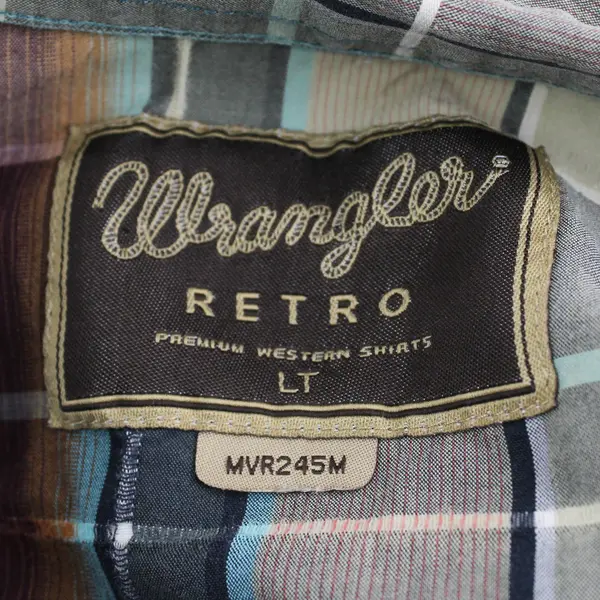 Wrangler Retro Mens LT Western Plaid Snap Long Sleeve Shirt MVR245M