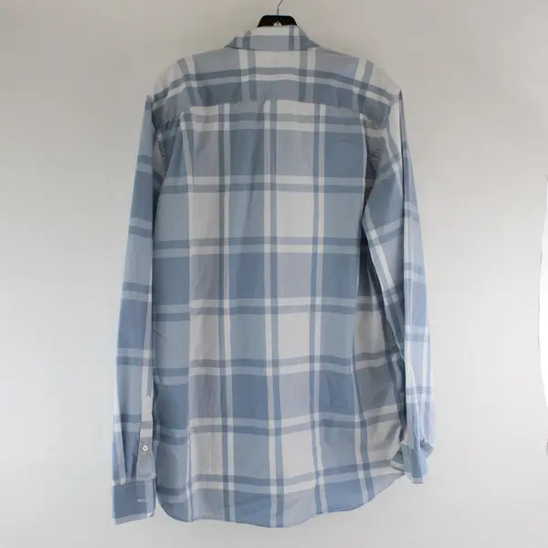 GAP Mens Large Tall Blue White Plaid Button Down Long Sleeve Shirt
