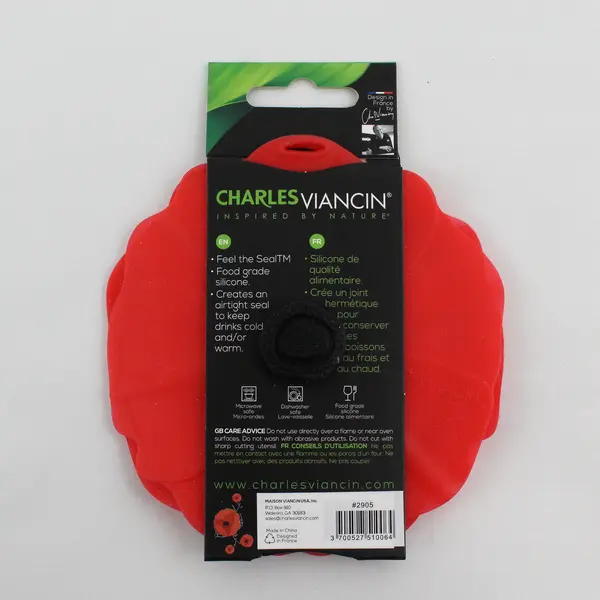Set of 2 Poppy Silicone Drink Covers 4", Charles Viancin, New 