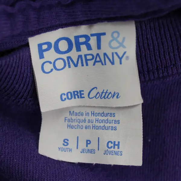Port & Company Purple Youth S Short Sleeve Crew Neck T-Shirt
