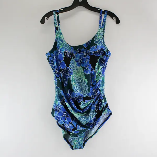 Speedo Tropical Blue Green Floral One Piece Swimsuit Women's 18
