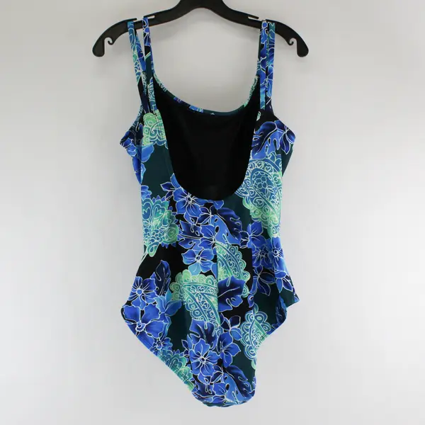 Speedo Tropical Blue Green Floral One Piece Swimsuit Women's 18