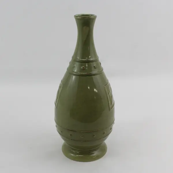 Signature Houseware Sorrento Debby Segura 2001 Olive Green Leaf Vase