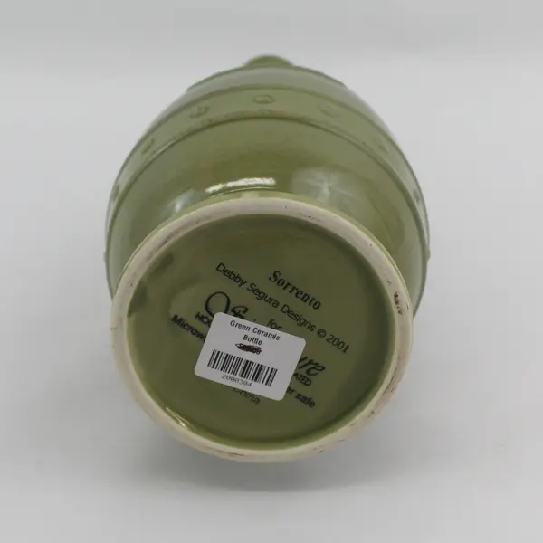 Signature Houseware Sorrento Debby Segura 2001 Olive Green Leaf Vase