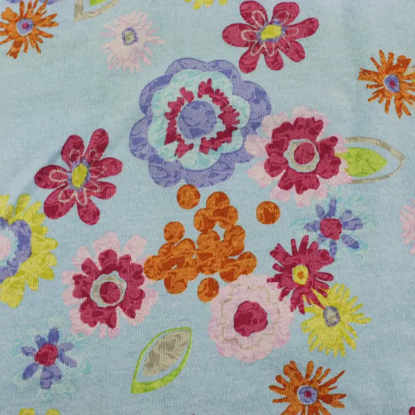 Fresh Produce Women's L Blue Floral Knit Long Sleeve V-Neck Pullover Top