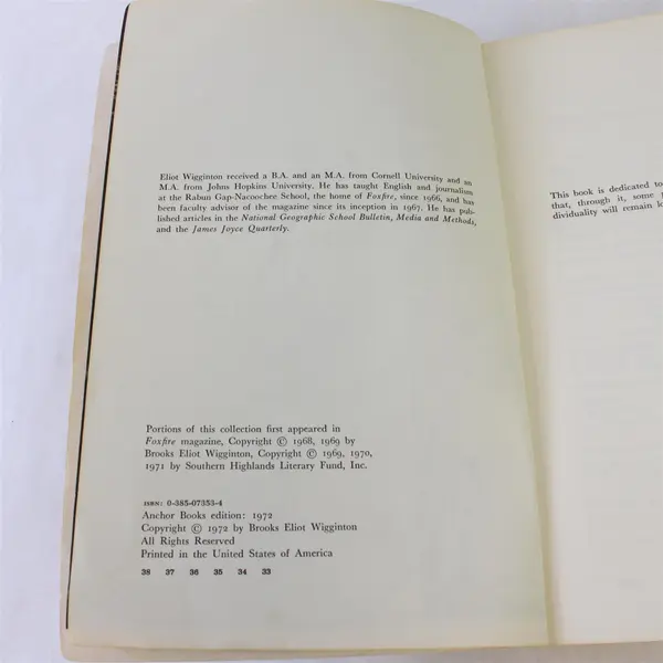 VTG The Foxfire Book #1 Southern Appalachian History Hog Dressing etc. 1972 PB