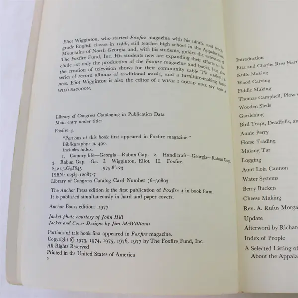 VTG Foxfire 4  Southern Appalachian History Fiddle Making Plain Living 1977 PB