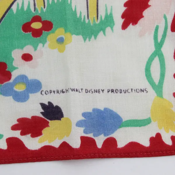 Lot of 2 Vintage Children's Linen Handkerchiefs Old Mother Goose Bambi Disney