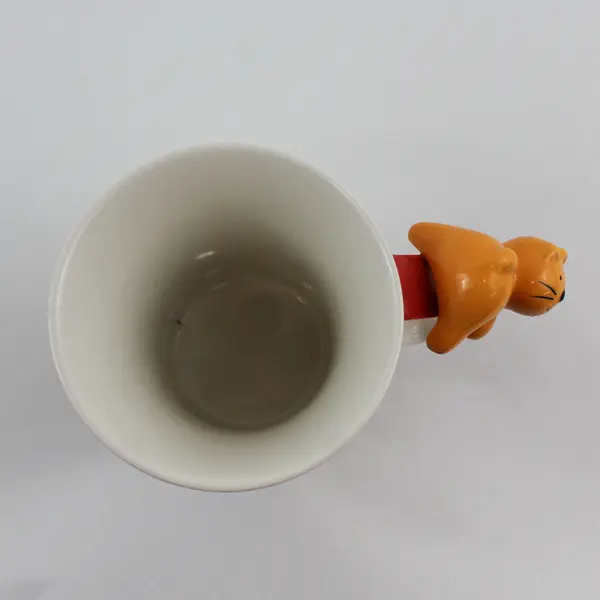 Hand Painted Indra Stoneware Coffee Cat Mug With Cat On Handle 