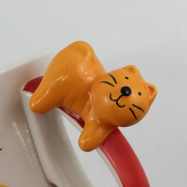 Hand Painted Indra Stoneware Coffee Cat Mug With Cat On Handle 