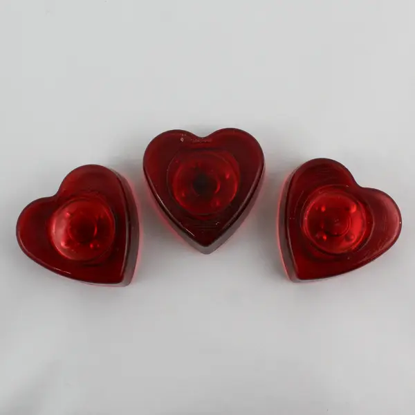 Set of 3 Red Glass Tealight Candle Holders With Red Tealight Candles