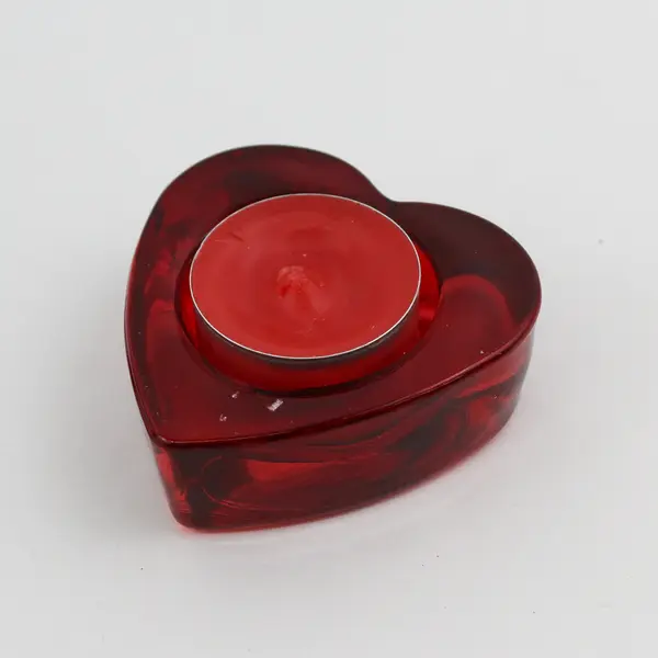 Set of 3 Red Glass Tealight Candle Holders With Red Tealight Candles
