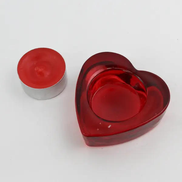 Set of 3 Red Glass Tealight Candle Holders With Red Tealight Candles