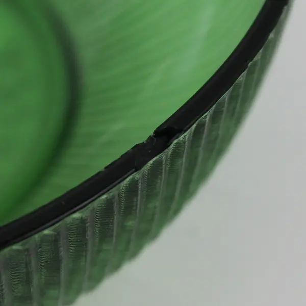  Set of 2 E.O. Brody Co. Green Ribbed Pressed Glass Bowls USA
