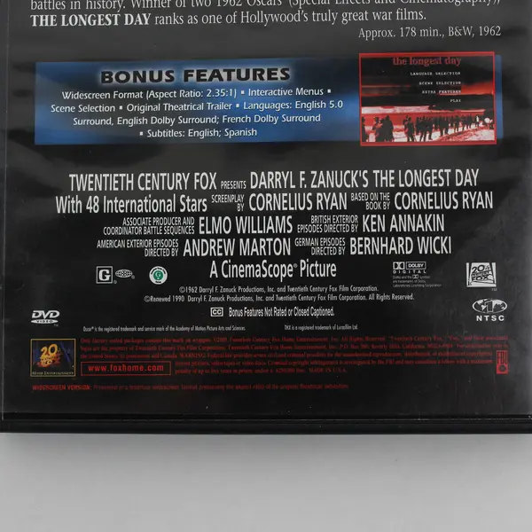 The Longest Day DVD John Wayne Henry Fonda Robert Mitchum Fox War Classic