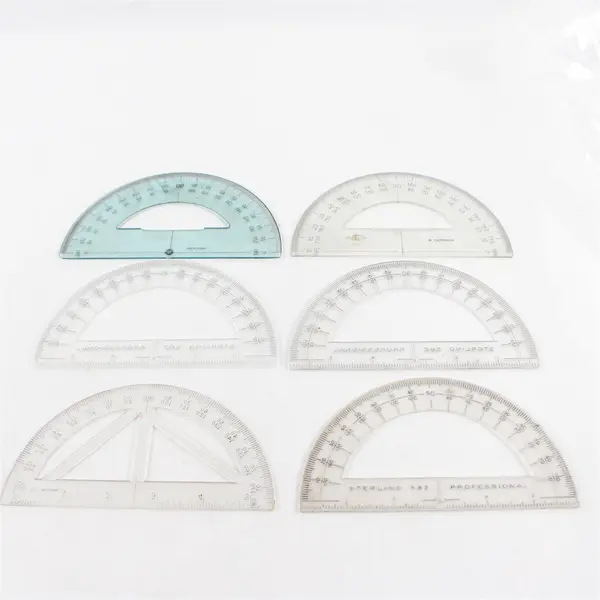 Lot of 6 Flawed Plastic Protractors for Hobbies and Crafts
