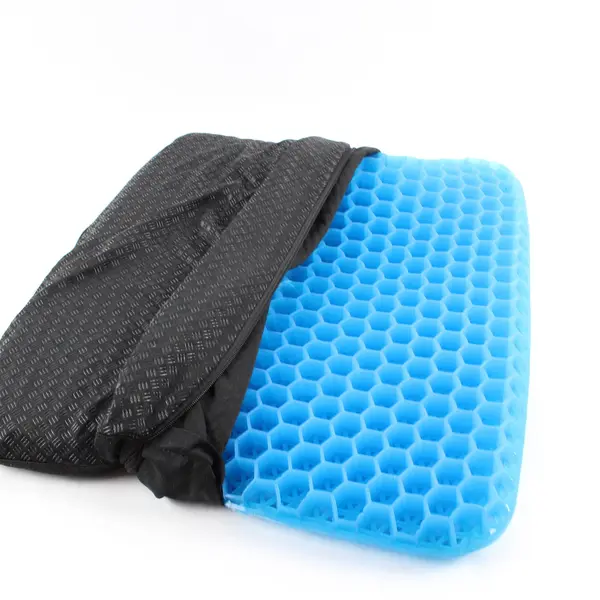 Gel Seat Cushion for Long Sitting Black 14x16 Office Car Wheelchair
