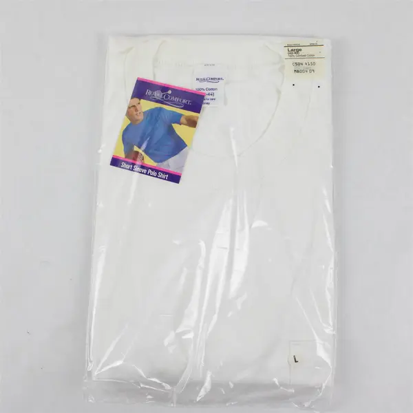 Royal Comfort Men's Large White Short Sleeve Polo Shirt 100% Cotton
