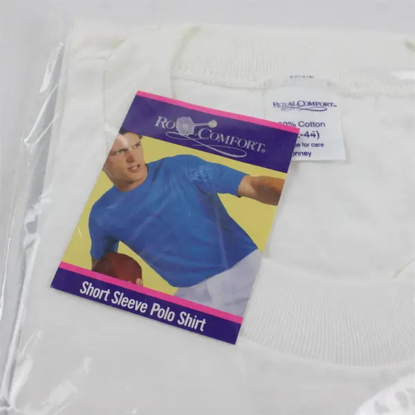 Royal Comfort Men's Large White Short Sleeve Polo Shirt 100% Cotton